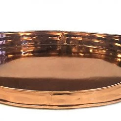 On Sale ZUCCOR Large Copper Plated Stainless Steel Serving Tray With Comfortable Faux Leather Handle - 17"