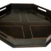Mountain Woods Antique Black Octagon Ottoman Wooden Serving Tray With Handles - 22" On Sale