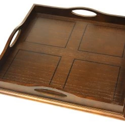 On Sale Mountain Woods Brown Ottoman Luxury Wooden Serving Tray - 20"