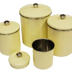 Mountain Woods Simply Bamboo Sales 8 Zuccor Set Of 4 Stainless Steel Yellow Sand Canister Set On Sale