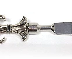 On Sale Zuccor 2 Piece Ash Brown Fleur-de-Lis Polished Metal Luxury Gourmet Cheese Spreader Knives - 6.75"