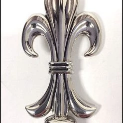 On Sale Zuccor 2 Piece Ash Brown Fleur-de-Lis Polished Metal Luxury Gourmet Cheese Spreader Knives - 6.75