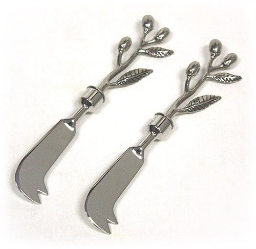 On Sale Zuccor 2 Piece Kona Berries Polished Metal Luxury Gourmet Cheese Spreader Knives - 6.75'' 3 On Sale Zuccor 2 Piece Kona Berries Polished Metal Luxury Gourmet Cheese Spreader Knives - 6.75''