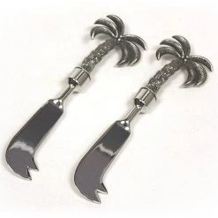 Zuccor 2 Piece Palm Tree Polished Metal Luxury Gourmet Cheese Spreader Knives - 6'' On Sale