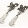 Zuccor 2 Piece Pine Cones Polished Metal Luxury Gourmet Cheese Spreader Knives - 5.5''