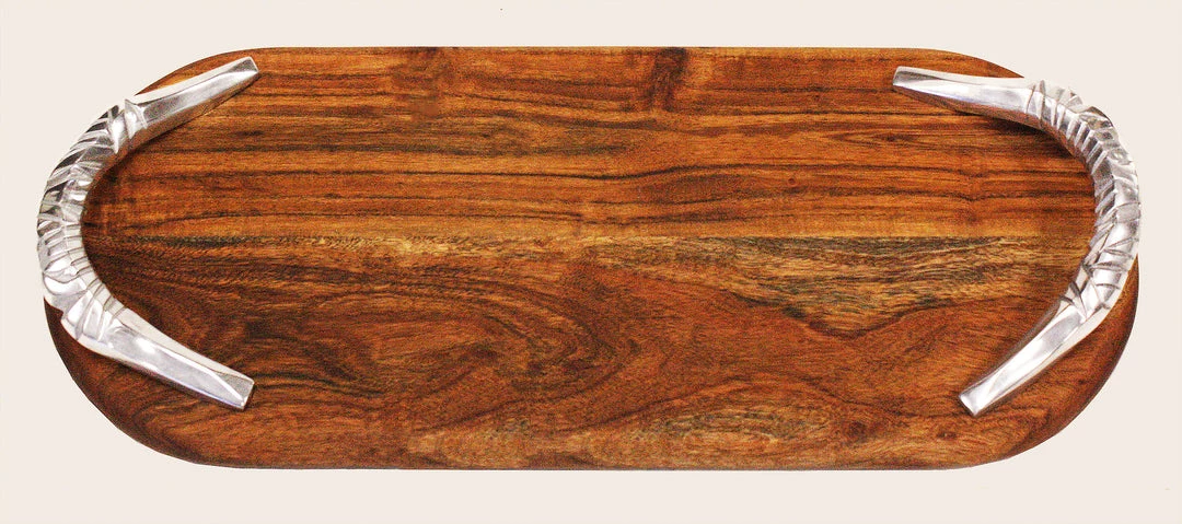 Mountain Woods 21.5”X9X2.50” Serving Tray With Unique Metal Handles 3 Mountain Woods 21.5”X9X2.50” Serving Tray With Unique Metal Handles