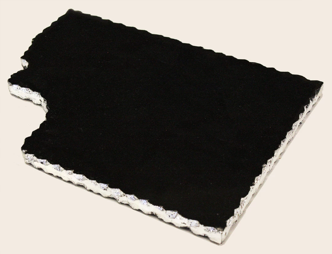 Zuccor On Sale Handmade Organic Marble / Black Granite Server Board With Silver Finished Chiseled Edge, 12”X8.5” 5 Zuccor On Sale Handmade Organic Marble / Black Granite Server Board With Silver Finished Chiseled Edge, 12”X8.5”