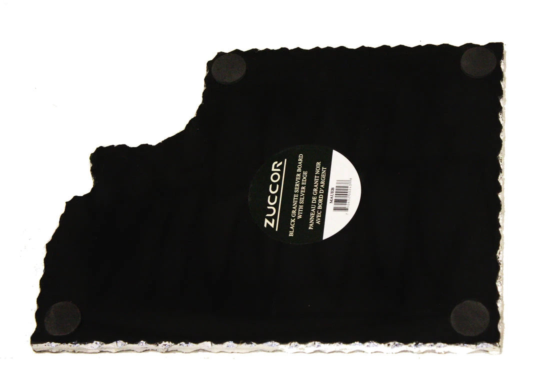 Zuccor On Sale Handmade Organic Marble / Black Granite Server Board With Silver Finished Chiseled Edge, 12”X8.5” 7 Zuccor On Sale Handmade Organic Marble / Black Granite Server Board With Silver Finished Chiseled Edge, 12”X8.5”