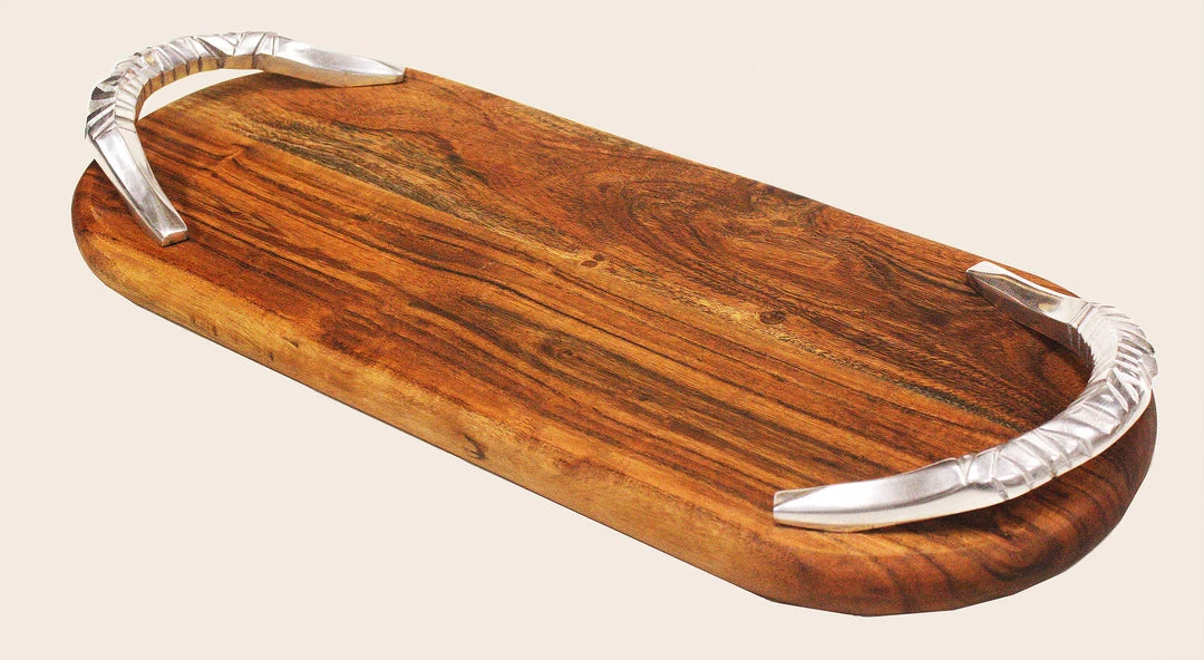 Mountain Woods 21.5”X9X2.50” Serving Tray With Unique Metal Handles 5 Mountain Woods 21.5”X9X2.50” Serving Tray With Unique Metal Handles