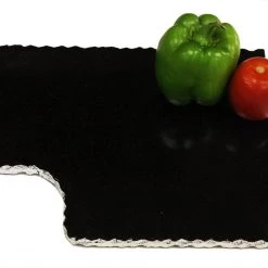 Zuccor On Sale Handmade Organic Marble / Black Granite Server Board With Silver Finished Chiseled Edge, 12”X8.5” 15 Zuccor On Sale Handmade Organic Marble / Black Granite Server Board With Silver Finished Chiseled Edge, 12”X8.5”