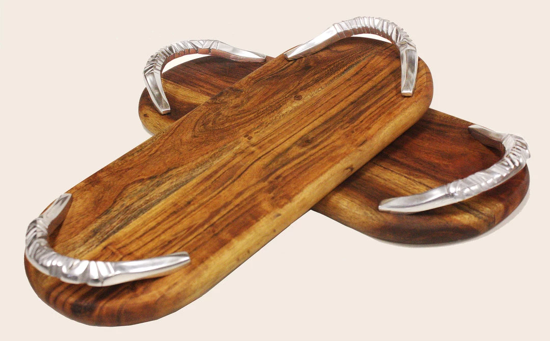 Mountain Woods 21.5”X9X2.50” Serving Tray With Unique Metal Handles 6 Mountain Woods 21.5”X9X2.50” Serving Tray With Unique Metal Handles