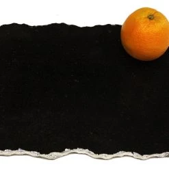 Zuccor Handmade Organic Marble / Black Granite Server Board With Silver Finished Chiseled Edge, 12”X8.5”