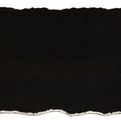 Zuccor Handmade Organic Marble / Black Granite Server Board With Silver Finished Chiseled Edge, 12”X8.5”