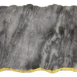 Zuccor Handmade Organic Marble Server Board With Gold Finished Chiseled Edge, 12”X8.5”