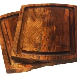 Mountain Woods Brown Organic Edge Grain Hardwood Acacia Cutting Board W/ Juice Grove - 15"