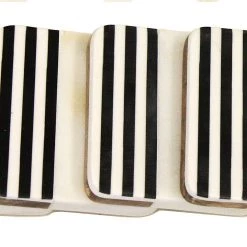 On Sale Zuccor Natural Marble With Inlaid Acacia Hard Wood Set Of 4 Coasters,  4”X4” X.5”