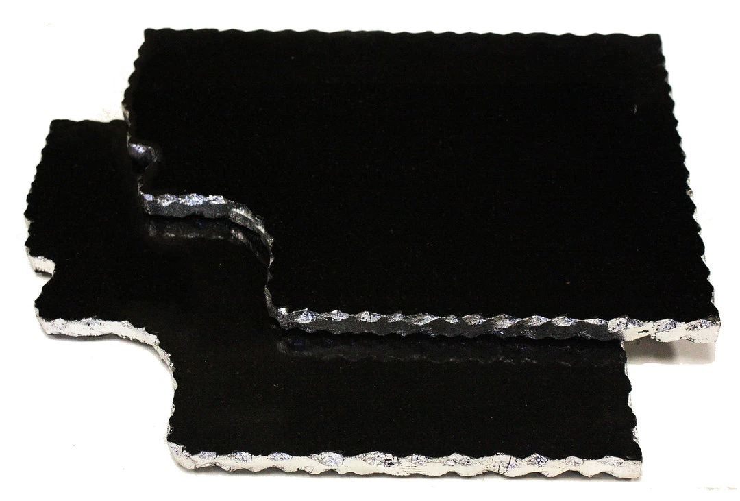 Zuccor On Sale Handmade Organic Marble / Black Granite Server Board With Silver Finished Chiseled Edge, 12”X8.5” 9 Zuccor On Sale Handmade Organic Marble / Black Granite Server Board With Silver Finished Chiseled Edge, 12”X8.5”