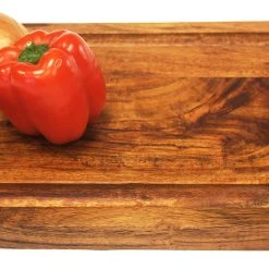 Mountain Woods Brown Organic Edge Grain Hardwood Acacia Cutting Board W/ Juice Grove - 15