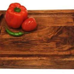 Mountain Woods Brown Organic Edge Grain Hardwood Acacia Cutting Board W/ Juice Grove - 15