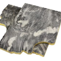Zuccor On Sale Handmade Organic Marble Server Board With Gold Finished Chiseled Edge, 12”X8.5”