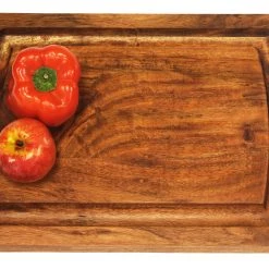 Mountain Woods Brown Organic Edge Grain Hardwood Acacia Cutting Board W/ Juice Grove - 15