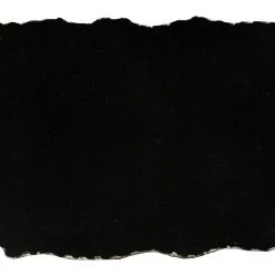 Zuccor Handmade Organic Marble / Black Granite Server Board With Silver Finished Chiseled Edge, 12”X8.5”