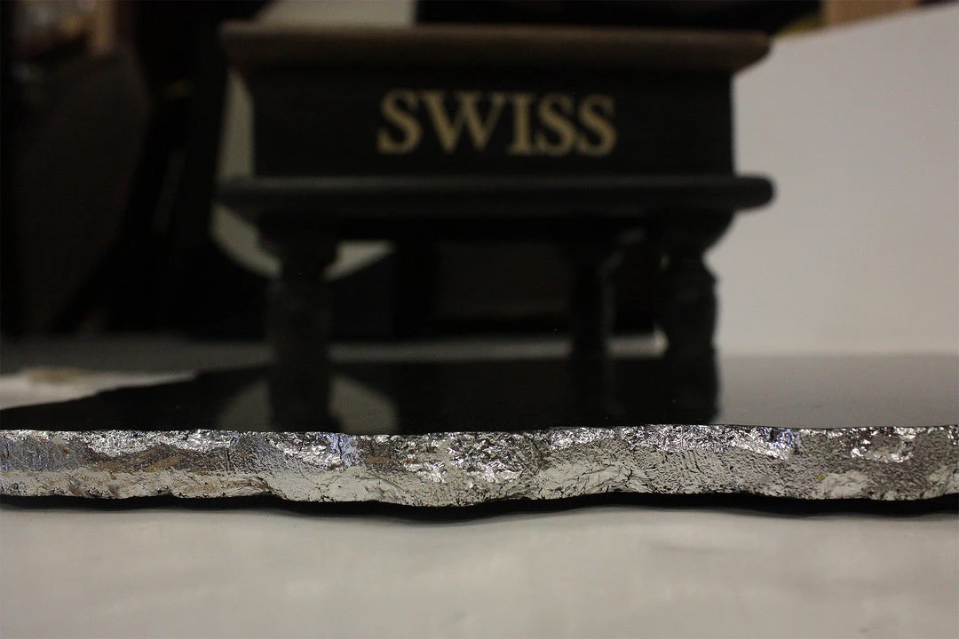 Zuccor On Sale Handmade Organic Marble / Black Granite Server Board With Silver Finished Chiseled Edge, 12”X8.5” 10 Zuccor On Sale Handmade Organic Marble / Black Granite Server Board With Silver Finished Chiseled Edge, 12”X8.5”