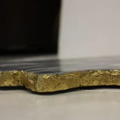 Zuccor On Sale Handmade Organic Marble Server Board With Gold Finished Chiseled Edge, 12”X8.5”